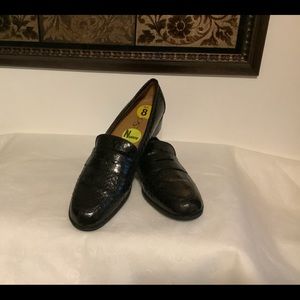 Solos black slip on loafers